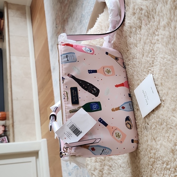 NWT Kate Spate Triple Gusset Pink Dawn Champagne Crossbody ๐พ ๐ - Picture 15 of 16